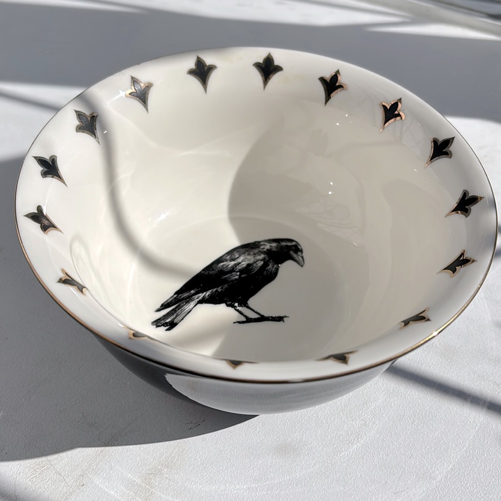 Potter’s Studio Ceramic Cereal Bowl Raven Halloween